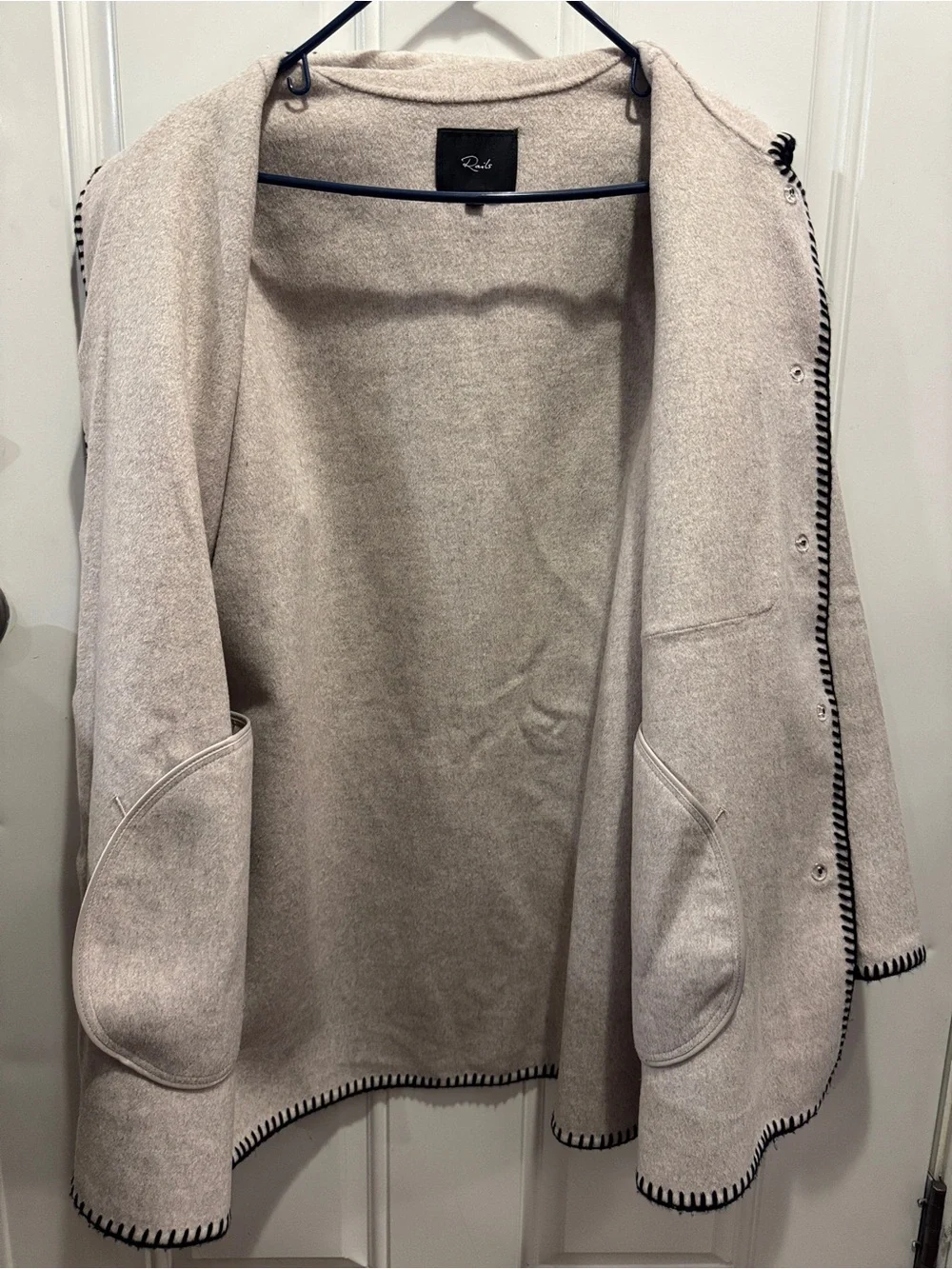 Rails Odyssey Whipstitch Detail Wool Blend Jacket Shacket Shade Oatmeal $398.00 - Picture 11 of 16